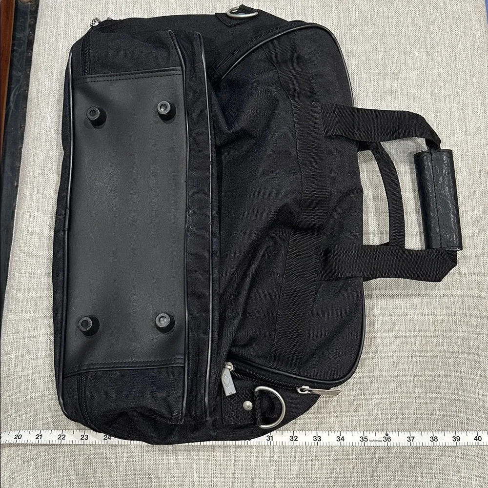 Concourse Black Duffel Bag for Men With Leather Trim and Feet